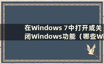 在Windows 7中打开或关闭Windows功能（哪些Windows 7功能可以关闭）